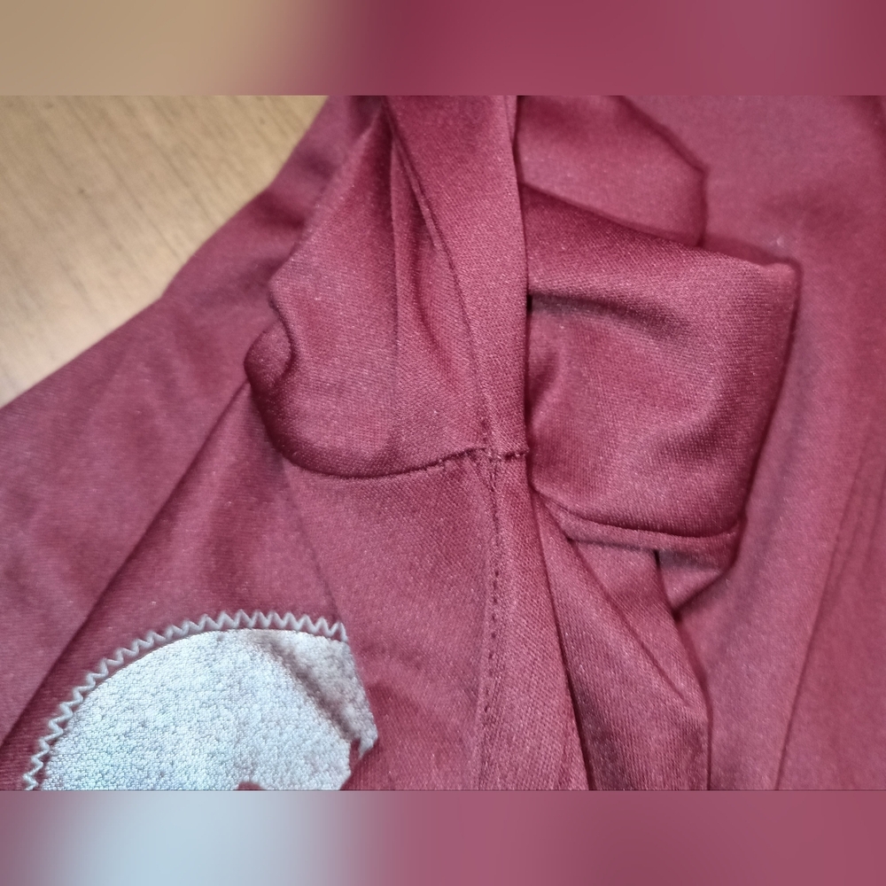 Indie Sleaze Long Sleeve Cropped Top LOVE Heart Burgundy Silver 90s Grunge Y2K - Picture 9 of 13